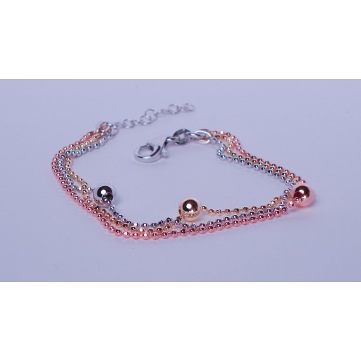 Multi col/3 strand GP & RG bead bracelet