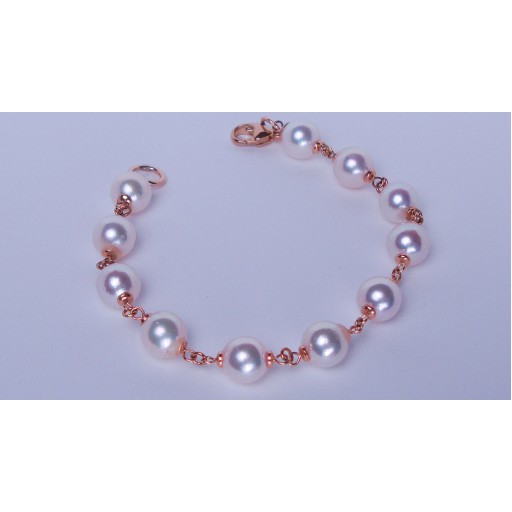 9ct cultured oyster pearl & gold bead bracelet