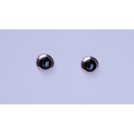 Sterling Silver and Black Onyx 8 mm Round Stud Earrings