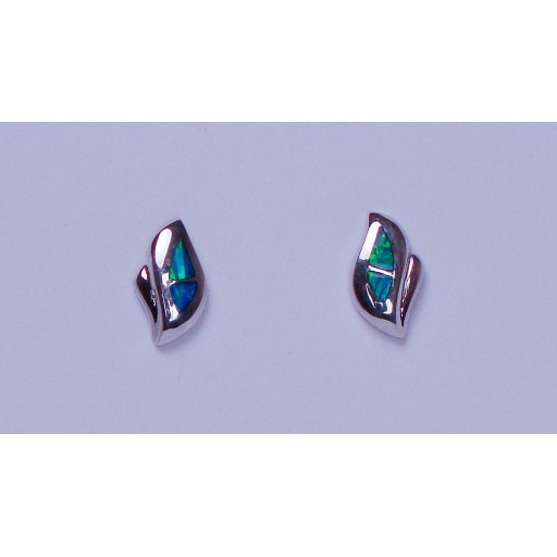 Opalite and Sterling Silver Leaf Stud Earrings