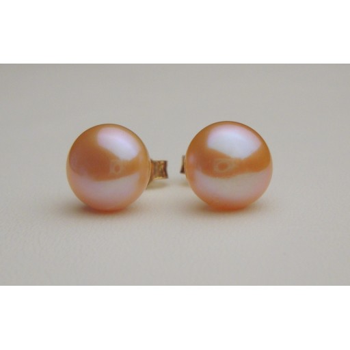 Pink Cultured Pearl and Sterling Silver 10mm Stud Earrings