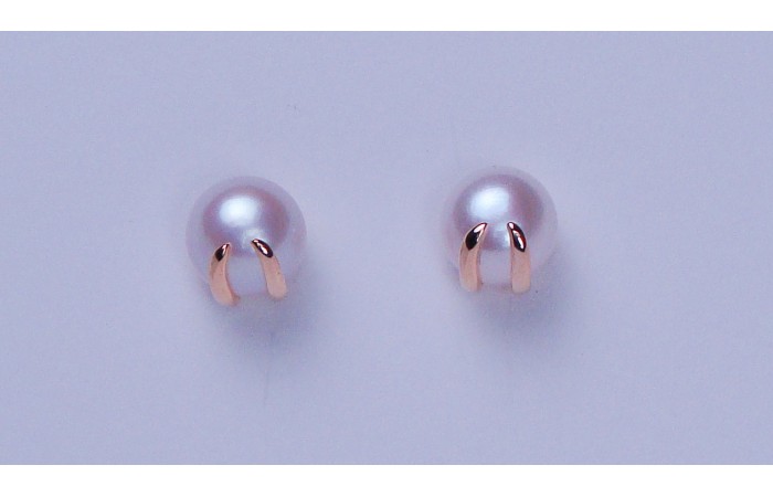 Cultured Pearl Claw Stud Earrings set in Silver with a Gold Overlay 