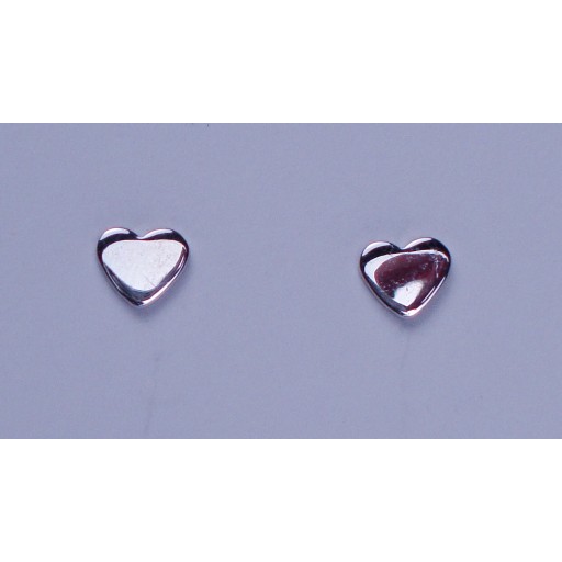 Heart Polished Sterling Silver Small Stud Earrings