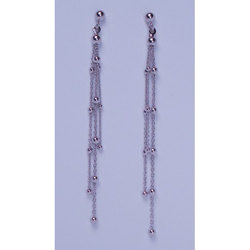 Waterfall Bead and Chain Sterling Silver Drop Earrings