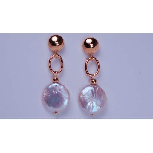 Biwa pearl drop earrings with a gold overlay