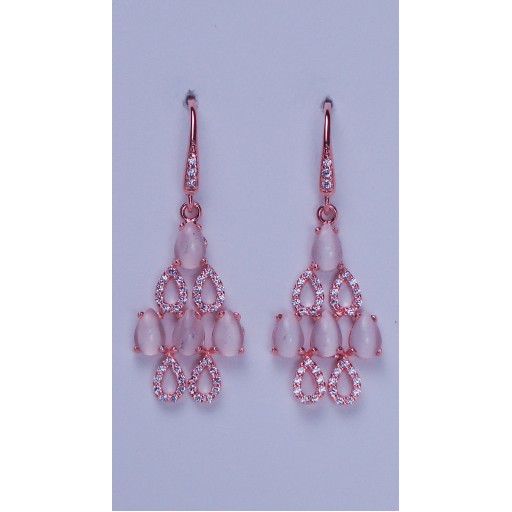 Sterling Silver pyramid drop earrings with rose gold overlay