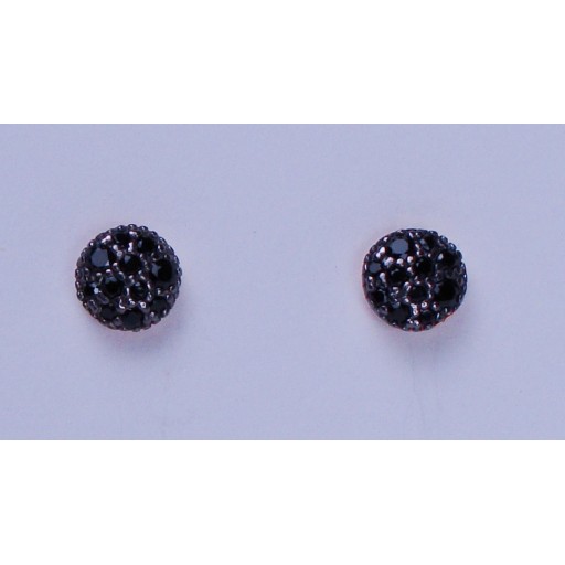 Zirconia 6mm black round studs with rose gold overlay