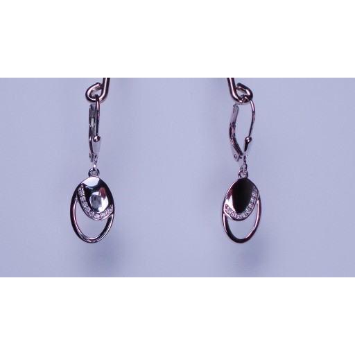 Oval Open Zirconia Sterling Silver Drop Earrings