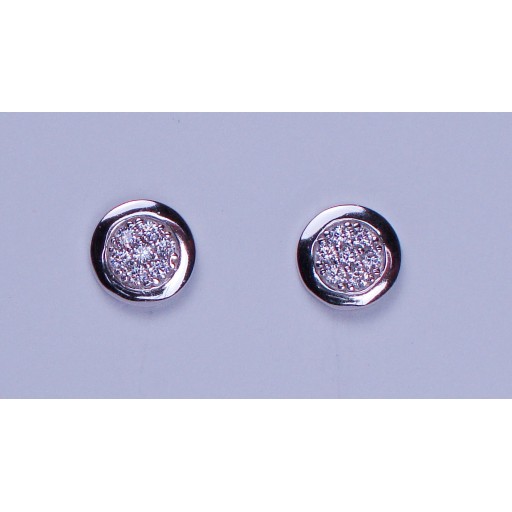 Zirconia Sterling Silver edged 8mm Stud Earrings