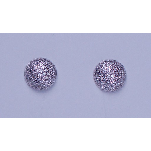 Zirconia Domed Sterling Silver 8mm Stud Earrings