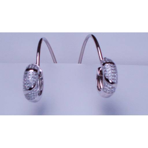 Zirconia Wide Sterling Silver hinged Hoop Earrings
