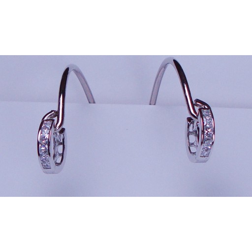 Zirconia Small Silver hinged Hoop Earrings