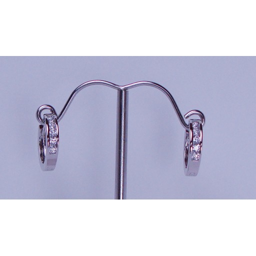 Zirconia Medium Sterling Silver hinged Hoop Earrings