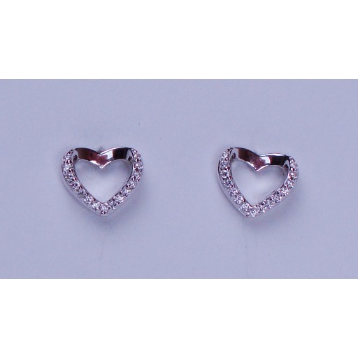 Zirconia Heart Sterling Silver Stud Earrings