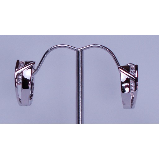 Zirconia Channel Set Sterling Silver hinged Stud Earrings