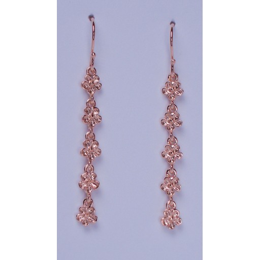 Daisy Chain Silver Drop Earrings with a Gold Overlay