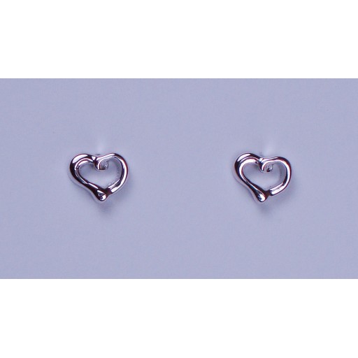 Heart Open Centre Sterling Silver polished Stud Earrings