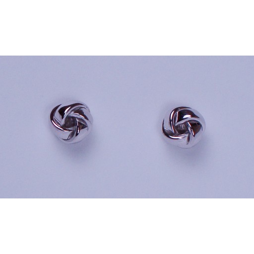 Heavy Weight Wide Ribbon Sterling Silver 8mm Knot Stud Earrings