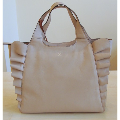 Leather Tote Frilled Edges