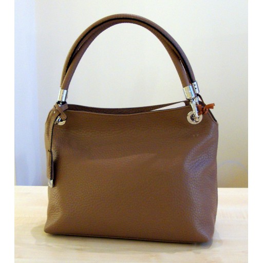 Leather taupe or navy  shoulder bag