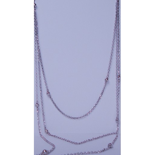 Waterfall Ball & Chain Silver Graduated Necklace