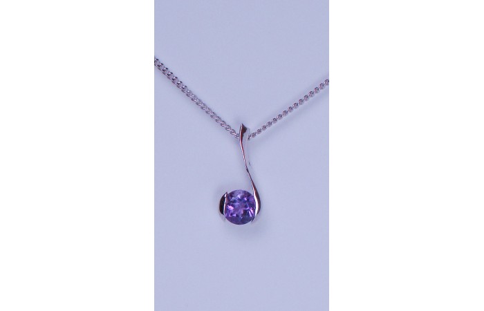 Amethyst Sterling Silver Solo Pendant Necklace