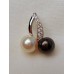 Cultured Pearl Black and White Zirconia Sterling Silver Pendant Necklace