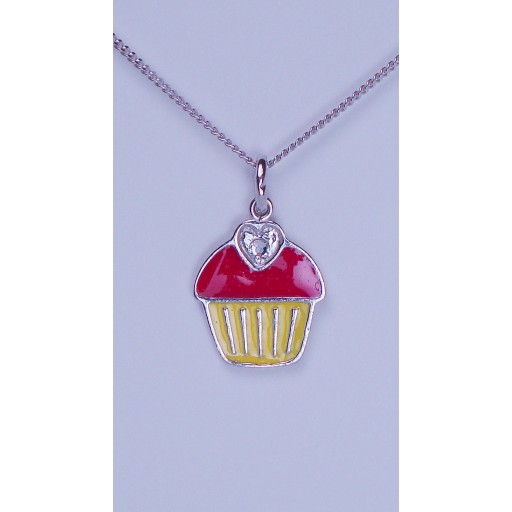 Cupcake Sterling Silver Pendant Necklace