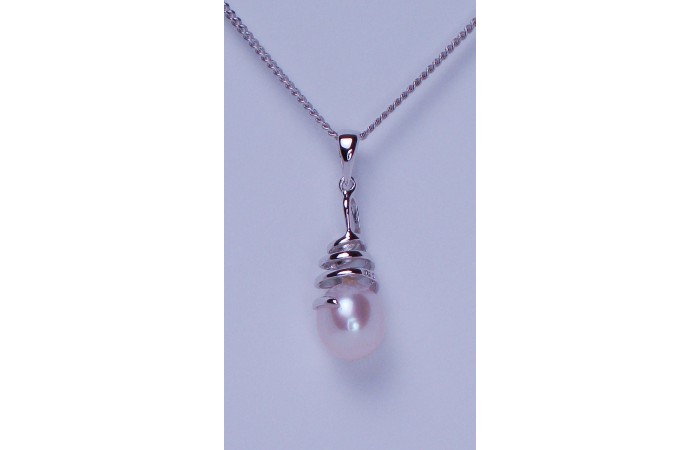 Cultured Pearl Spiral Caged Pendant