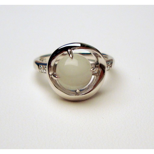 Moonstone White Synthetic Lunar Ring