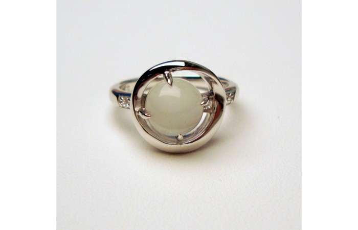 Moonstone White Synthetic Lunar Ring