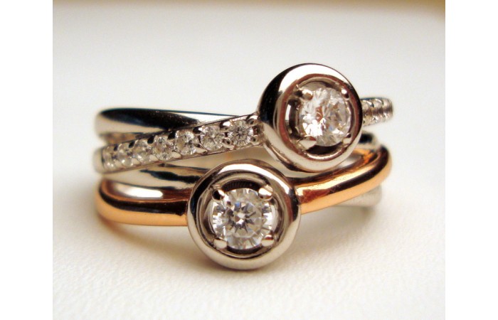 Rose Gold Plated Cubic Zirconia Twins Ring