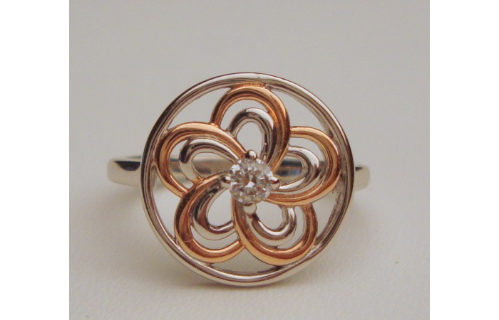 Rose Gold Plated Cubic Zirconia Anemone Ring