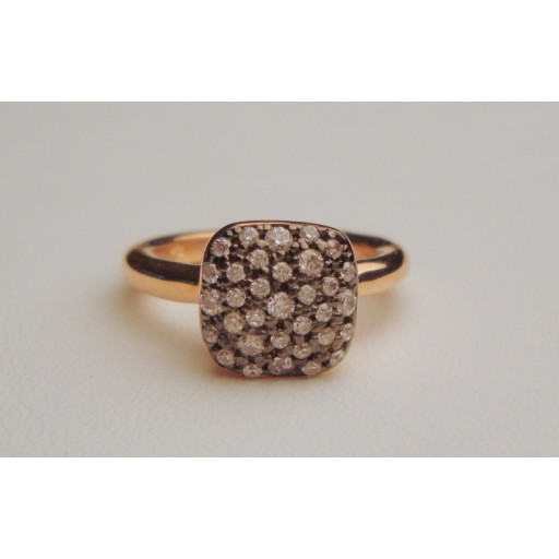 Rose Gold Plated White Zirconia Cushion Ring
