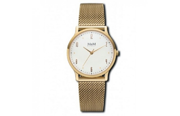 M&M Stainless Steel Gold Plated with mesh Strap