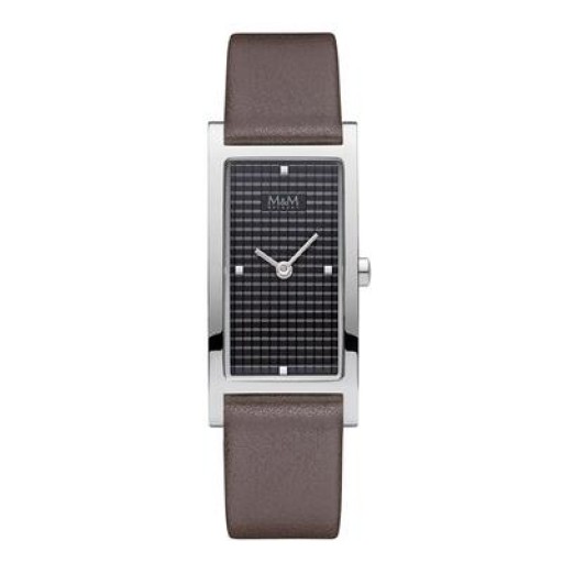 M&M Stainless Steel Oblong case with leather strap