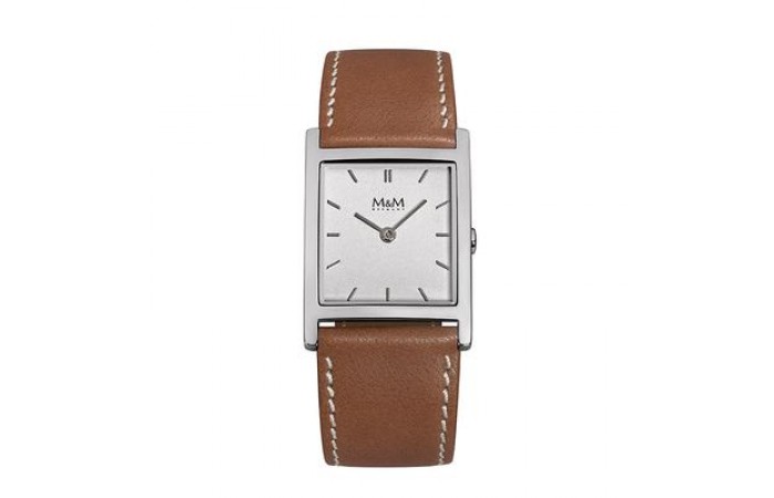 M&M Stainless Steel Square face with leather strap