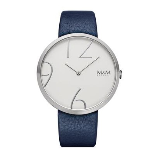 M&M Stainless Steel Big Time Watch with leather strap