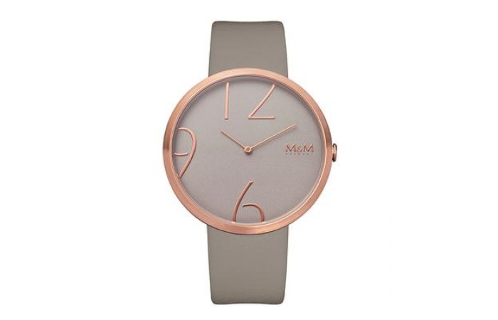 M&M Stainless Steel Big Time Watch with leather strap