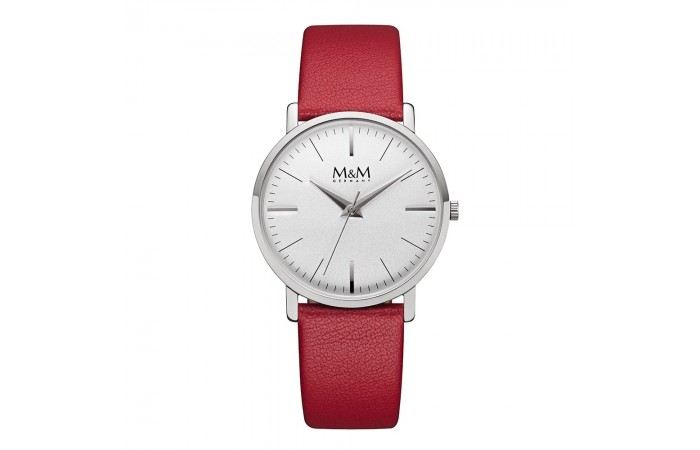 M&M Stainless Steel round case with leather strap